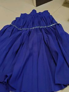 Vibrant Blue Pleated Ethnic Skirt
