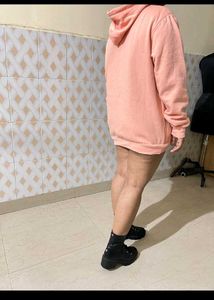 Peach Oversized Hoodie Dress