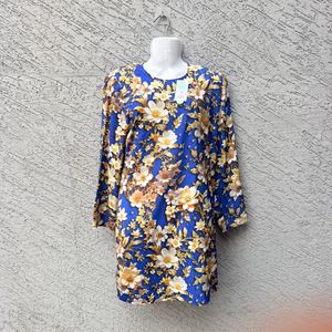 Blue Floral Print Kurta