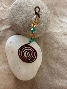 Unique Wire Wrapped Gemstone Pendant-  Copper