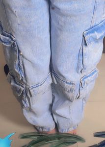 🔥Sale now in 499✨Light Wash Cargo Jeans