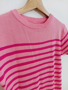 Pink Striped Knit Dress