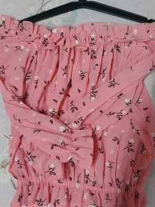 Pink Off-Shoulder Floral Blouse
