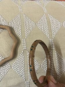 Vintage Wooden &amp; Woven Bracelets Set