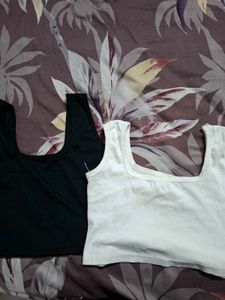 Set of 2 Women's Ribbed Crop Tank Tops
