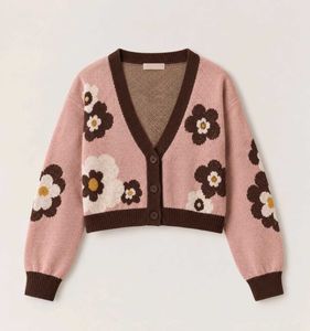 Pink Floral Cropped Cardigan