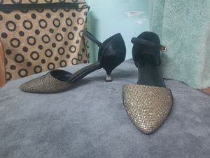 Taiwan Golden Black Slip-On Heels