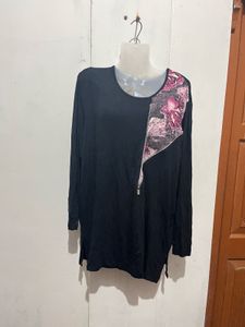 Chic Black Top with Floral Detail