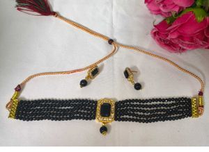 Elegant Black Beaded Choker Necklace