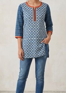 Blue Geometric Print Kurta