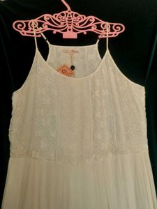 Boho Cream Maxi Dress with Lace Bodice