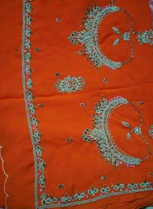Stunning Orange Embroidered Saree