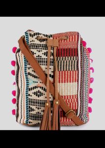Anouk Muticolor Srylish Sling Bag With Pompom