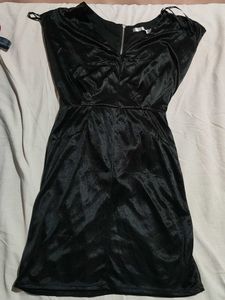 Sleek Black Satin Mini Dress