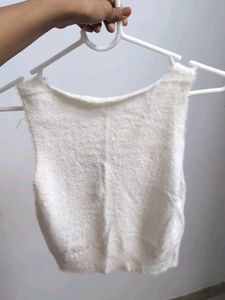Cute Fluffy White Tank Top