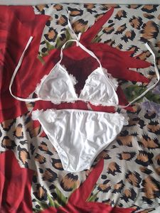 White Floral Bikini Set