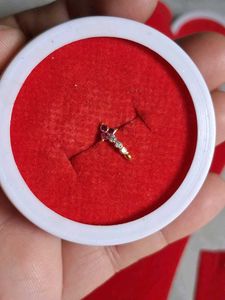 Stunning Red &amp; White Stone Nose Ring gold