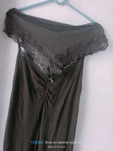 Black Lace Trimmed Cami Dress