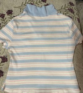 Striped V-Neck Polo T-Shirt
