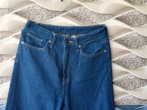 Classic Blue Wide Leg Denim Jeans