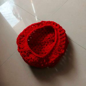 Handmade Crochet Red Beret Hat