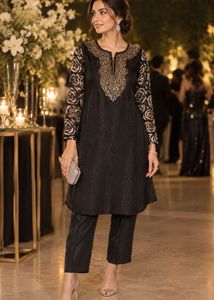Designer Black Pure Georgette Party Kurta