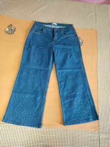 ❤️Wide Leg Embellished Denim Jeans❤️