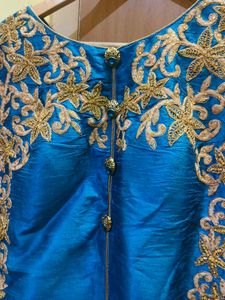 Elegant Blue Kurta Set with Gold Embroidery