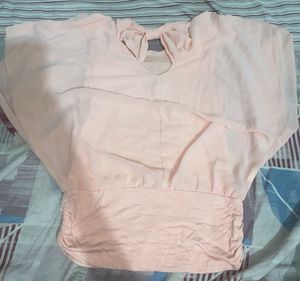 Y2K Light Pink Batwing Sleeve Top