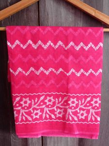 Pink Batik Duppata Nighty With Pocket