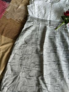Elegant White &amp; Grey Dress