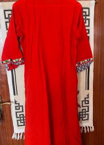 Orange Kurta with Mirror Work