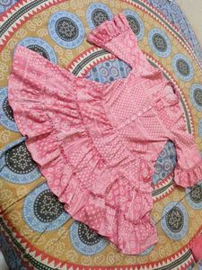 zudio branded Pink Printed Cotton Kurta