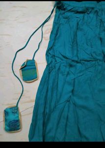 Boho Teal Maxi Skirt with Tassels