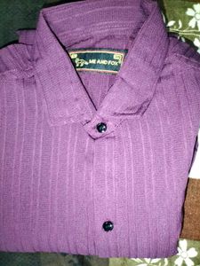 Stylish Men's Purple Striped Short Sleeve Shirt