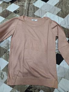 Chic Rose Gold Sparkle Knit Sweater