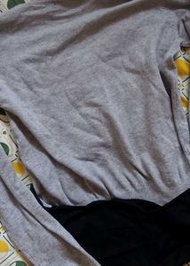 Grey Long Sleeve Top with Black Embellished Camiso