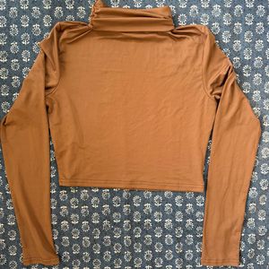 Brown Turtleneck Long Sleeve Top