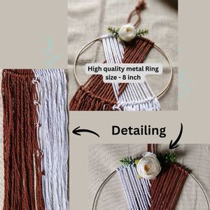 Boho Macrame Wall Hanging with Flower Accent