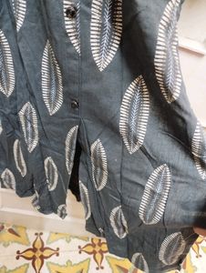 Grey Gold Foil Print Kurta