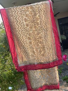 Elegant Gold and Red Dupatta