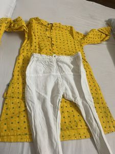 Fabindia Yellow Printed Kurta with pajama set