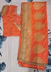 🪞Vintage Orange Saree with Blouse
