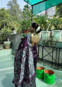 Elegant Purple Silk Saree with Intricate Design