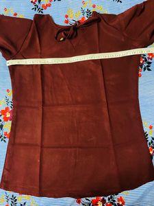 Maroon Tie-Neck Blouse