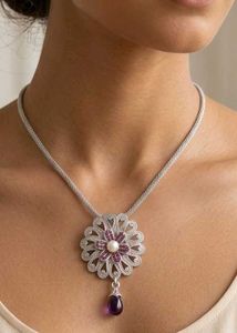 Purple  Floral Jewellery Set