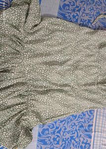 Chic Green & White Printed Dress