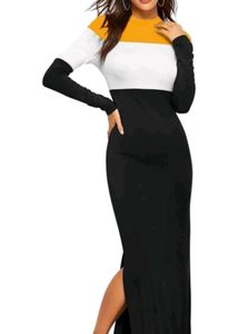 Stylish Color Block Long Sleeve Dress