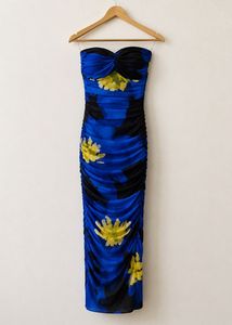 Stunning Strapless Ruched Tulle Floral Dress
