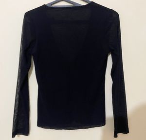 Chic Black Sheer Sleeve Top
